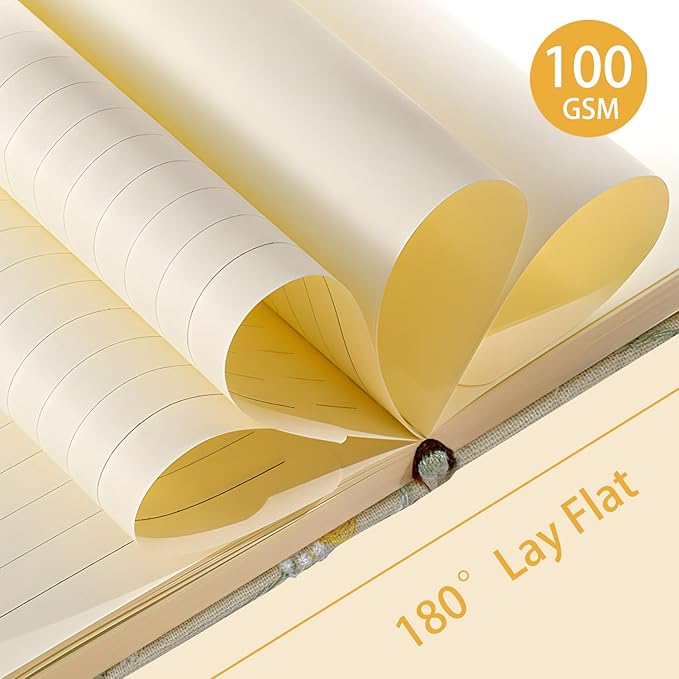 Embroidered Pocket Notebook for Women, A6 Mini Cloth Journal, Hardcover, 264 Pages, 4x6 Small Lined Notebook & Sketchbook, Beautiful Diary, Little Notepad, Apricot Yellow.