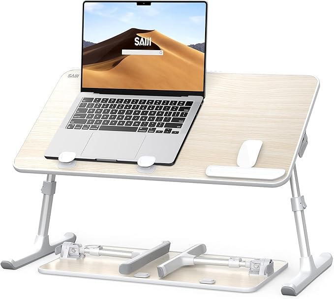 Laptop Desk for Bed, SAIJI Lap Desks Bed Trays for Eating Writing, Adjustable Computer Laptop Stand, Foldable Lap Table in Sofa and Couch(23.6 x 13Teak