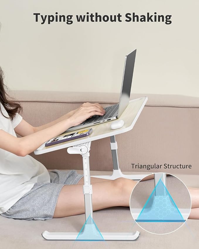 Laptop Desk for Bed, SAIJI Lap Desks Bed Trays for Eating Writing, Adjustable Computer Laptop Stand, Foldable Lap Table in Sofa and Couch(23.6 x 13Teak