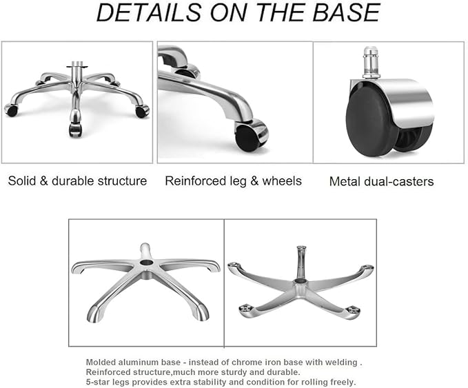 Kaleurrier Ergonomic Drafting Chair with Back Support,Multi-Functional Height Adjustable Swivel Rolling Stool,Multi-Purpose Home Office Desk Chair (White)