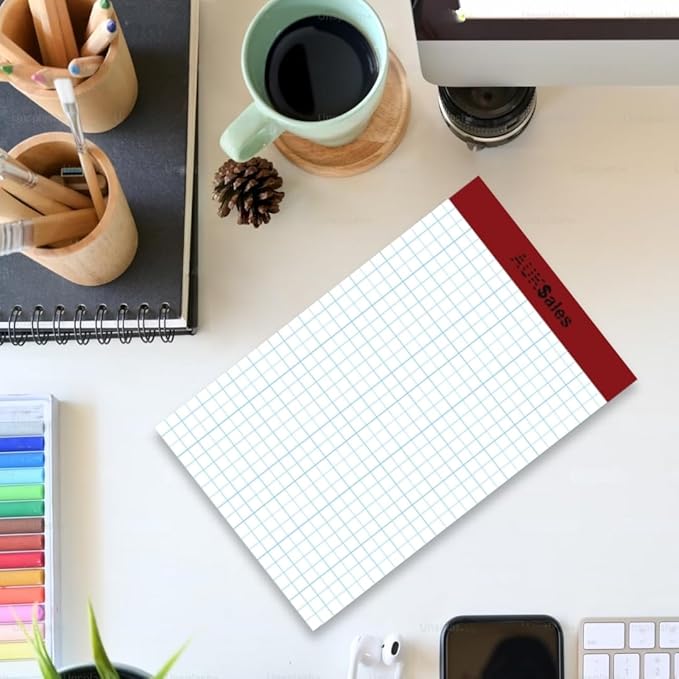 Grid Paper Pad 5x8 Inches – Graph Paper Pad 4x4, Grid Notepad, 3 Pack, 5x8 Graph Paper 1/4 Grid, Graphing Paper, Engineering Pad – 100 Sheets 200 Pages Perforated Pad for School, Home, & Office