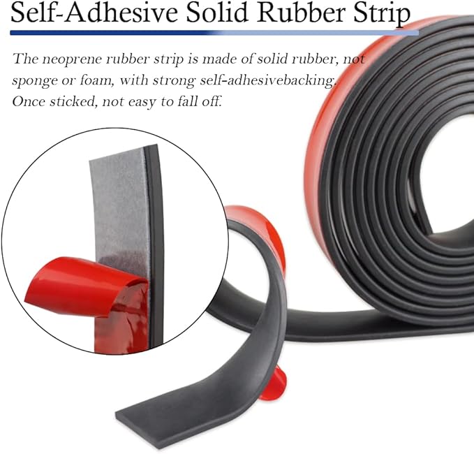 Neoprene Rubber Strips Self Adhesive Solid Rubber Sheets, Rolls & Strips for DIY Gaskets Crafts Pads Seals Warehouse Flooring Rubber Strip with Adhesive Backing (2” Wide x 1/5" Thick x 20' Long, 1)