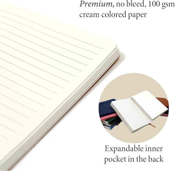 Softcover Ruled Journal with Thick 80 gsm Lined Cream Paper A5 size (8.3 inches x 5.4 inches) - Daily Writing Notebook Journal for Travel, School and Office Use - Diary Journal for Women and Men - Midnight Blue