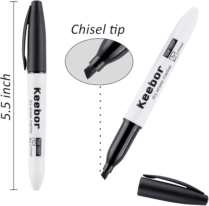Dry Erase Markers Chisel Tip, 3 Assorted Colors, 72 Pcs Low-Odor Whiteboard Markers, Office & School Supplies
