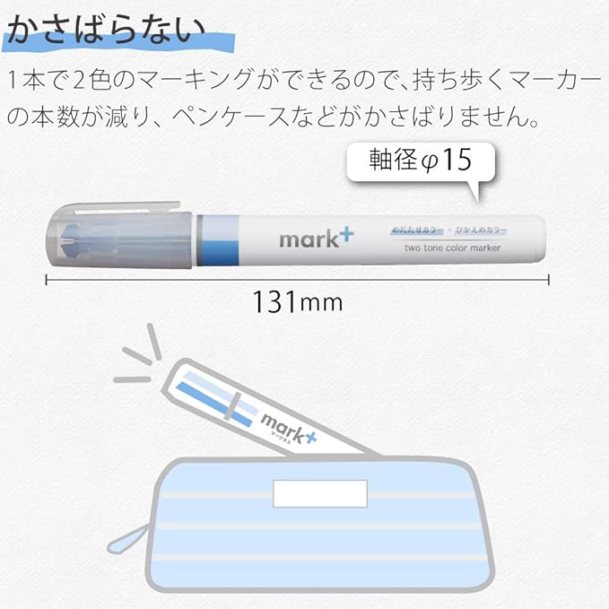 KOKUYO 2-Tone Pastel Highlighter 5 Colors Set. Mark+ Two Colors Dual Tips Markers, Quick Dry Similar Shades Tip 5 Pack of Pink, Blue, Green, Purple, Yellow. Japan Import (PM-MT100-5S).