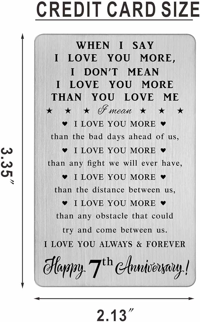 CPLJW 7th Anniversary Card Gifts for Her, 7 Year yr Happy Anniversary Romantic Wallet Card Gifts for Him