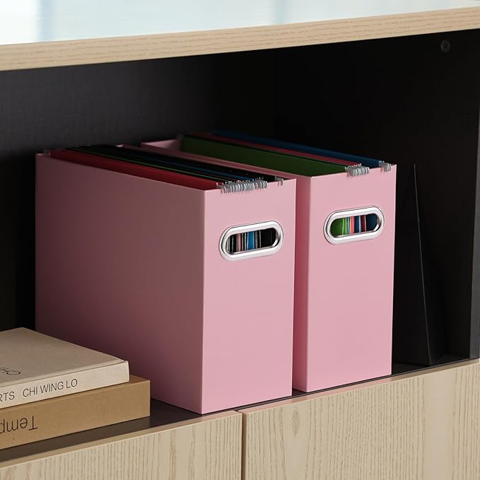 Oterri Collapsible Storage - Pink, 8 Packs - Hanging File Box for Letter Size, Portable with Handle