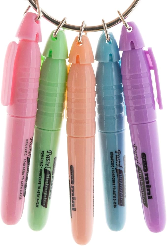 BAZIC Mini Highlighter Pen Pastel Color, Chisel Tip Broad Fine Line Highlighters Unscented (5/Pack), 4-Packs