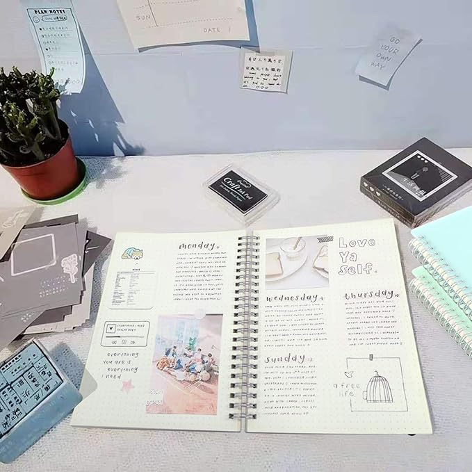 3 Pack A5 Spiral Bullet Dotted Journal with 120gsm Thick Paper, Dot Grid Spiral Notebook with Plastic Hardcover and Elastic Band Closure, 80 Sheets Per Pack 5.7X 8.3 inches