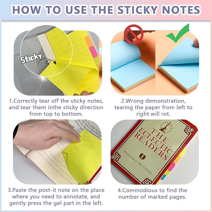 Sticky Notes Set, Sticky Notes Tabs, 710 Pack, Divider Sticky Notes, School Supplies, Office Supplies, Planner Sticky Notes, Sticky Note Dividers Tabs, Book Notes, Back to School Supplies (410pcs)
