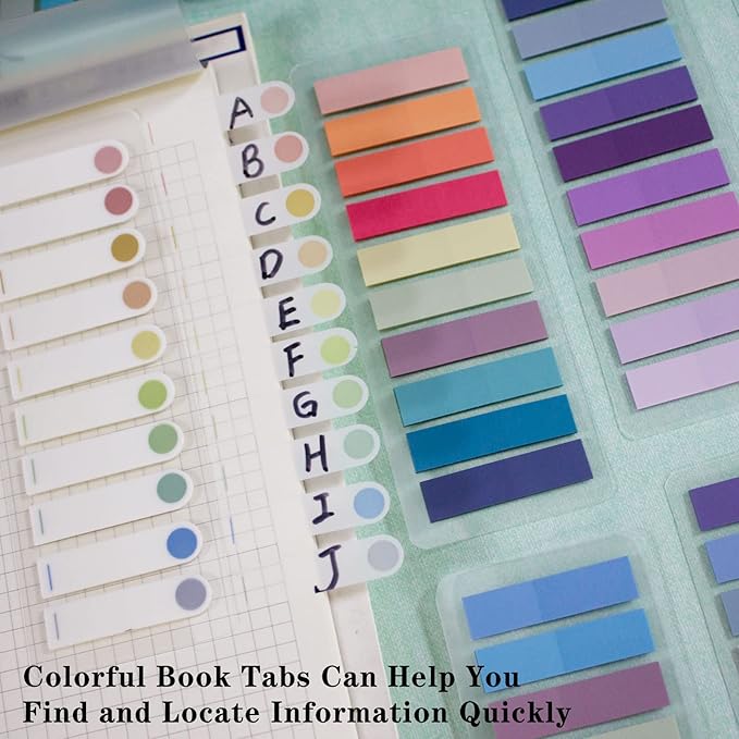 ELII 1200pcs Sticky Tabs Page Markers,Morandi Sticky Note Tabs Colored Writable and Repositionable Book Flags Tabs Strip Index Tabs,Page Tabs