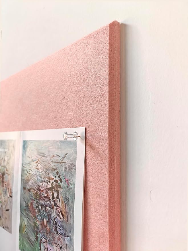 Large Cork Board Alternative - 47"x35" 12 Pack Felt Wall Tiles with Safe Removable Adhesive Tabs, Cork Wall Tiles Cork Board for Home Office Pin Board Tack Board 48 x 36 - Pink
