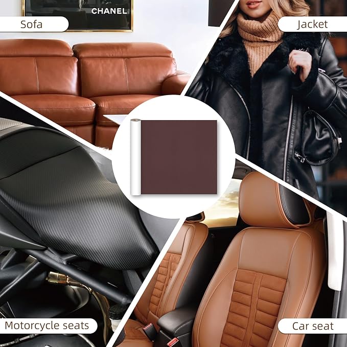 CHEIGHY Leather Repair Kit Self Adhesive Leather Repair Patch for Furniture 15.7X78.7 inch Vinyl Repair Kit for Couches Car Seats Sofa Office Chair Belt Jackets (Coffee)