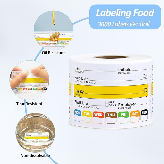 Restaurant Quality Shelf Life Food Rotation Labels, 2” x 3” Self-Adhesive Removable Freezer Food Labels Stickers, Perfect for Reusable Containers, Easy to Remove, Food Safety Date Sticker (10 PCS)