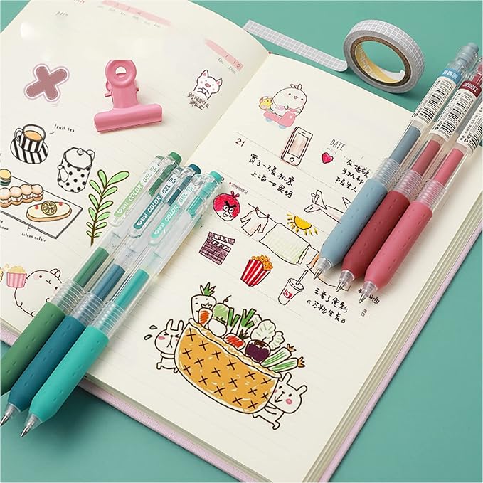 Morandi Journal Planner Pens Colorful 0.5mm Markers Fine Tip Drawing Pens Porous Fineliner Pen for Bullet Journaling Writing Note Taking Coloring Art Office School Supplies (6 Morandi colors)