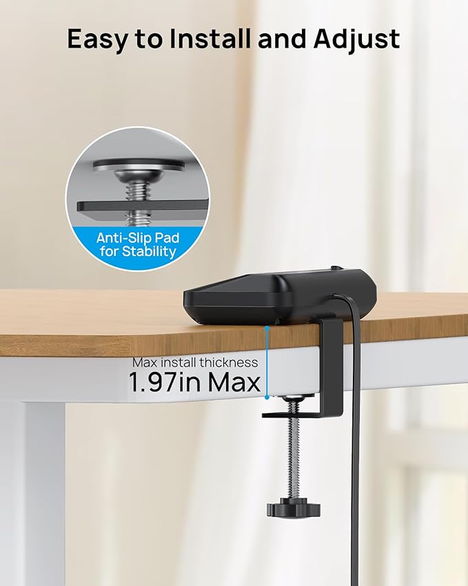 TROND Desk Clamp Power Strip - 1700J Surge Protector with 7 Outlets, Desktop Edge Mount Extension Cord, Fit 1.97" Tabletop, 10FT Flat Plug for Teacher Must Haves, Office, ETL List, Black