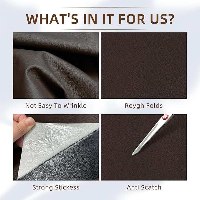 CHEIGHY Leather Repair Kit Self Adhesive Leather Repair Patch for Furniture 15.7X78.7 inch Vinyl Repair Kit for Couches Car Seats Sofa Office Chair Belt Jackets (Coffee)