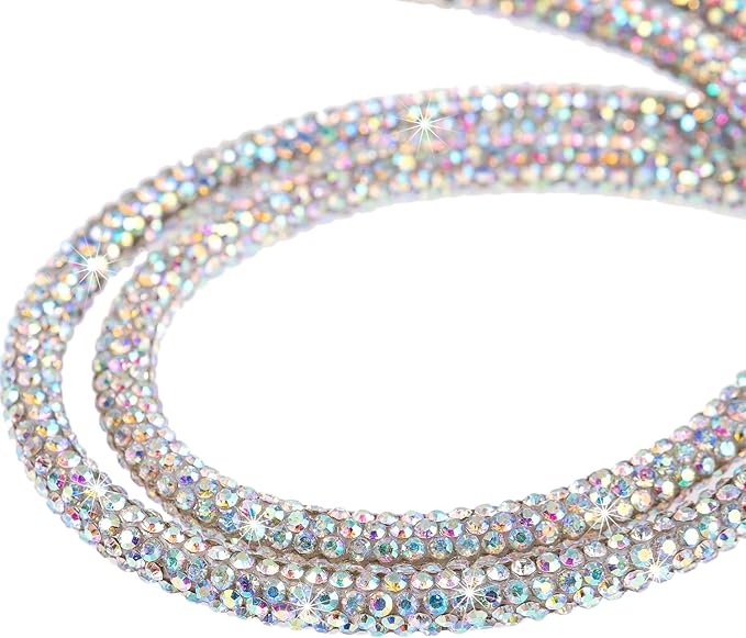 Fashion 34.8'' All Round Crystal Neck Strap Lanyard,Retractable Bling ID Badge Holder,Rhinestone Necklace Work Name Badge Reel Clip For Women(1PC,AB)