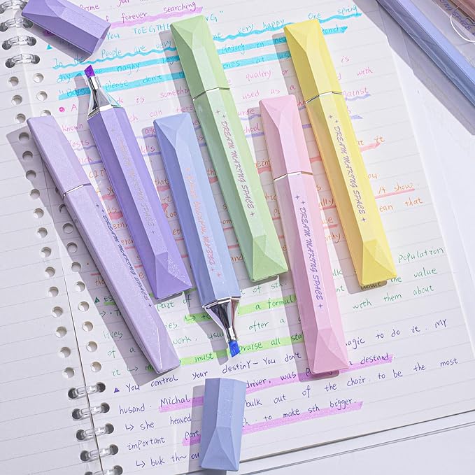 COLNK Glitter Pastel Highlighter,Set of 12 Pcs Cute Aesthetic Highlighters Assorted Colors,Chisel Tip,Metallic Highlighters for Journal Planner, Highlighting, Note-taking,Glitter Ink set
