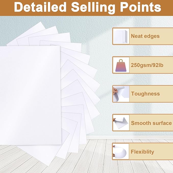 120 Sheets White Shimmer Cardstock 8.5 x 11 Heavyweight Paper, 250gsm/92lb Thick Card Stock Printer Paper for Making Cards, Greeting Cards, School Crafts, Wedding Invitations, Menus