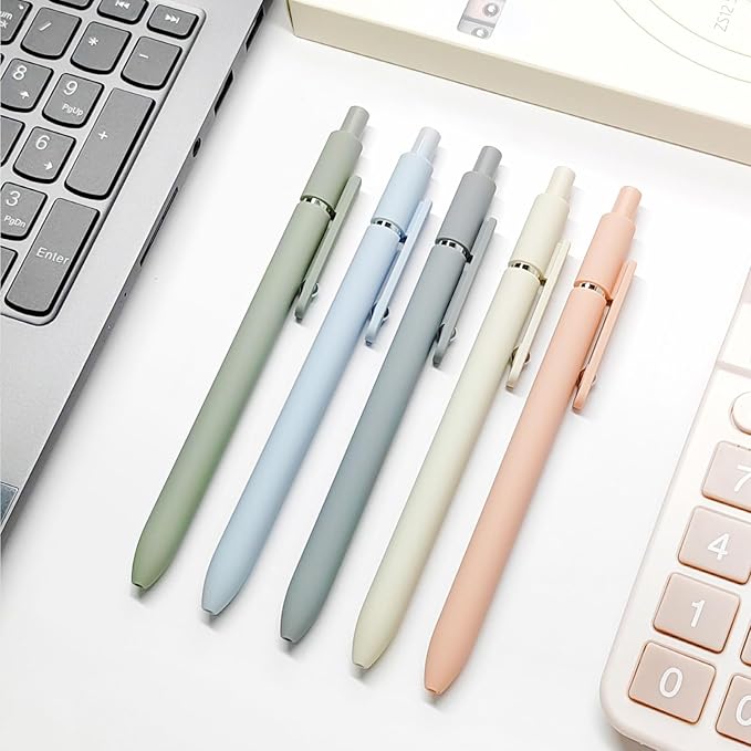 UIXJODO Gel Pens, 10Pcs 0.5mm Black Ink Pens Fine Point Smooth Writing Pens, High-End Series Retractable Pens for Journaling Note Taking, Cute Office School Supplies Gifts for Women (10 Pcs Morandi)