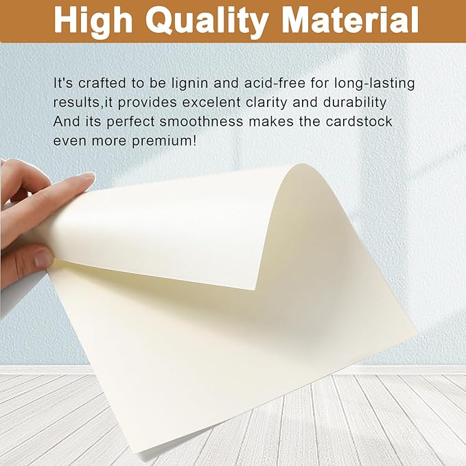 28 Sheets Shimmer Beige Cardstock 8.5 x 11 Off White Paper, 250gsm/92lb Ivory Card Stock Printer Paper for DIY Cards Making, Business Cards, Wedding, Invitations, School Crafting, Menus