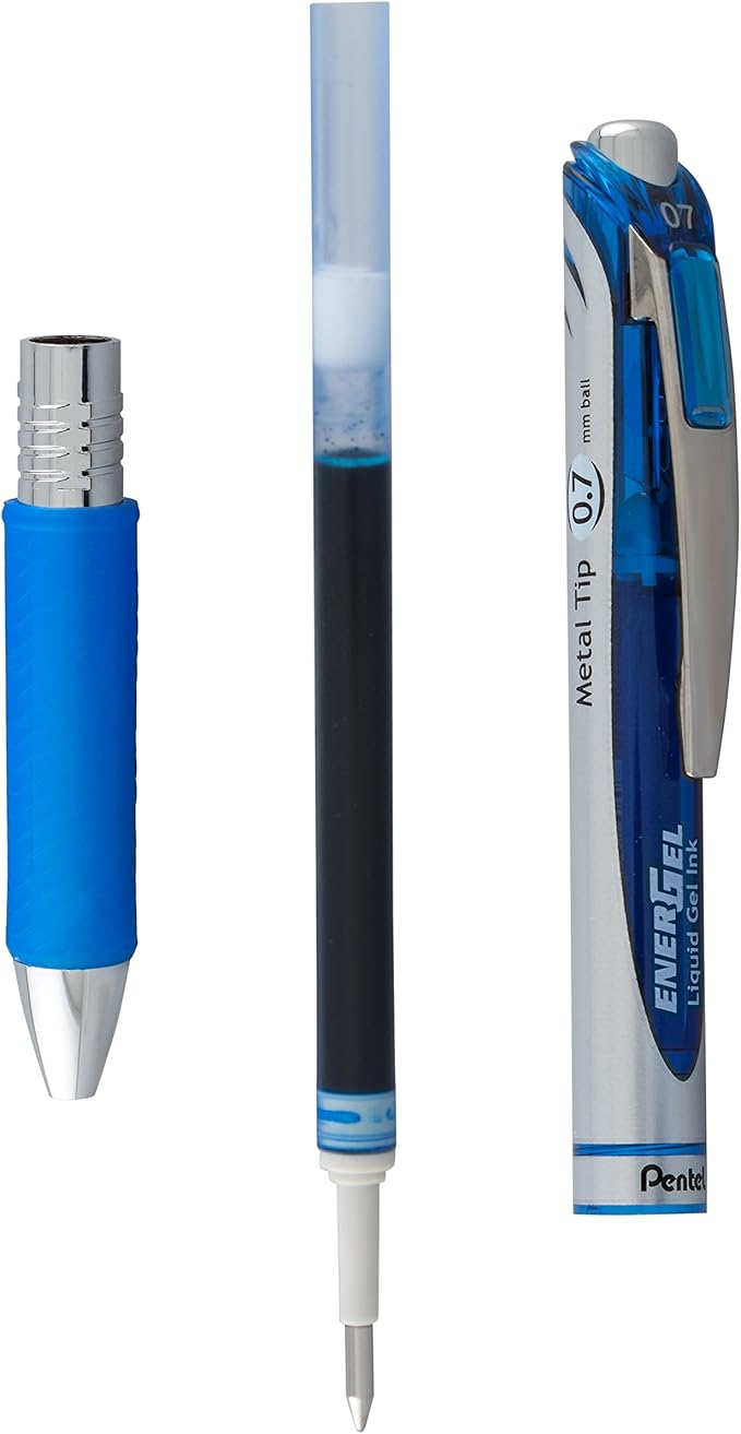 Pentel Refill Ink for BL57/BL77 EnerGel Liquid Gel Pen, 0.7mm, Metal Tip, Blue Ink, Box of 12 (LR7-C-12)