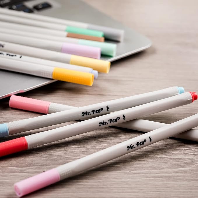 Mr. Pen- Fineliner Pastel Pens, 12 Pack, Pastel Colors, No Bleed Fine Point Pen, No Smudge Fine Tip Markers, Bible / Journal Pens, Drawing / Note Taking Pen