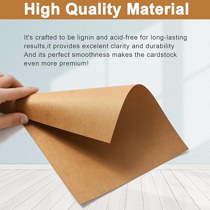 120 Sheets Brown Cardstock 8.5 x 11 Kraft Paper, 92lb Thick Printer Paper Card Stock for Greeting Cards, Stationery, Wrapper, Office Printing, Crafts, Invitations