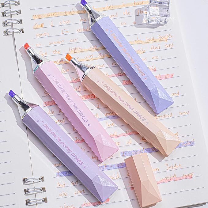 COLNK Glitter Pastel Highlighter,Set of 12 Pcs Cute Aesthetic Highlighters Assorted Colors,Chisel Tip,Metallic Highlighters for Journal Planner, Highlighting, Note-taking,Glitter Ink set
