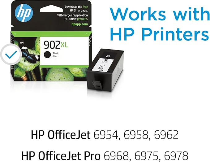 HP 902XL Black High-yield Ink Cartridge | Works with HP OfficeJet 6950, 6960 Series, HP OfficeJet Pro 6960, 6970 Series | Eligible for Instant Ink | T6M14AN