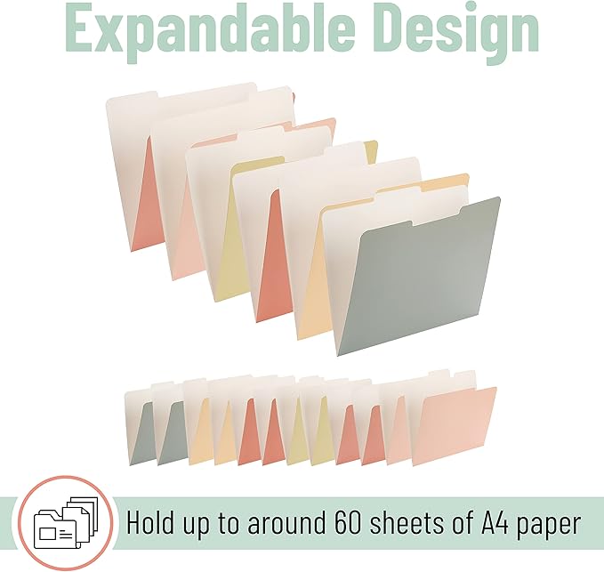 Mr. Pen- File Folders, 6 Pack, Vintage Colors, 1/3-Cut Tab, File Folders Letter Size, Colored File Folders, Office File Folder, Colored Folders, Office Supplies File Folders, File Folders with Tabs