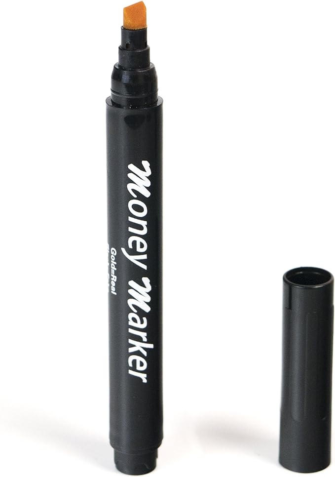 Money Marker (5 Counterfeit Pens) - Counterfeit Bill Detector Pen with Upgraded Chisel Tip - Detect Fake Counterfit Bills, Universal False Currency Pen Detector Pack