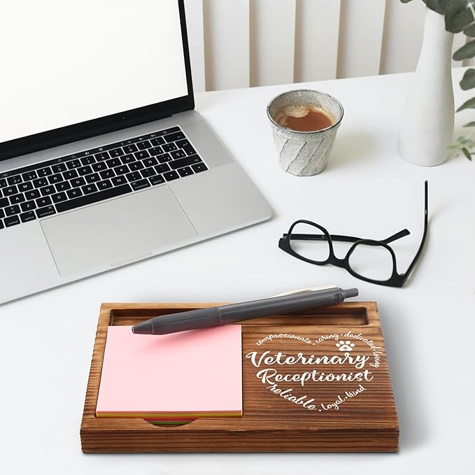Veterinary Receptionist Gifts, Veterinary Receptionist Appreciation Gifts, Thank You Vet Receptionist Gifts for Vet Secretary, Vet Front Office Desk Self-Stick Note Pad Holders GSH10