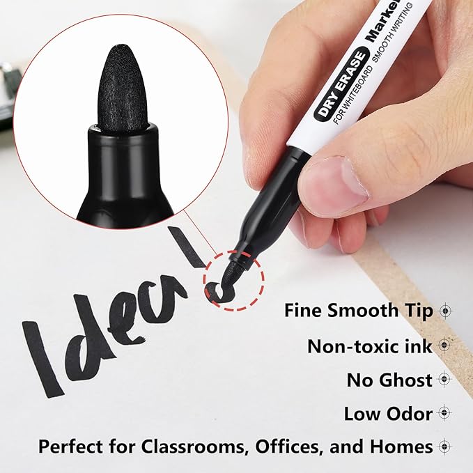 SFAIH Fine Tip Dry Erase Markers - 24 Pack Red Whiteboard Erasable Markers Bulk for Kids Adults, Ideal for Classroom School Office Home Use on White Board, Non-Toxic Easy Clean