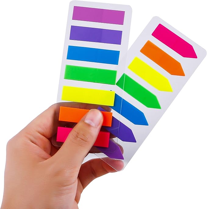 Lysas 4 Sets Neon Page Markers Colored Index Tabs, Fluorescent Sticky Note for Page Marker, 560pcs