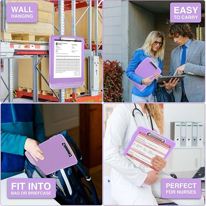 Sooez Clipboard with Storage, High Capacity Nursing Clip Boards with Pen Holder, Heavy Duty Plastic Storage ClipboardS with Low Profile Clip, Clipboard Folder, Teacher Must Haves Office Supplies