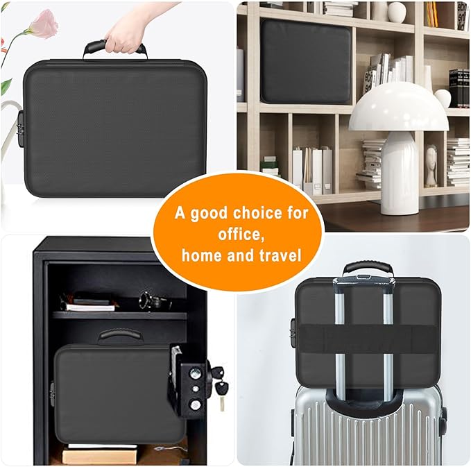 DocSafe 5200°F Document Organizer with Lock,Upgraded Heat Insulated Fireproof&Waterproof Box 8 Layers File Organizer,Portable Home Travel Safe Storage for Important Documents, Files and More