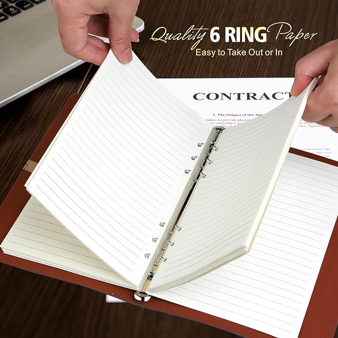 A5 Refill Paper, A5 Loose Leaf Binder Paper for A5 Binder, A5 Planner Inserts, A5 Lined Paper Refill, 6 Ring A5 Paper Refill for A5 Binder Refillable Notebook Journal, 140 Sheets/280 Pages