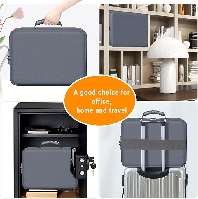 DocSafe 5200°F Document Organizer with Lock,Upgraded Heat Insulated Fireproof&Waterproof Box 8 Layers File Organizer,Portable Home Travel Safe Storage for Important Documents, Files,Gray (Soft)