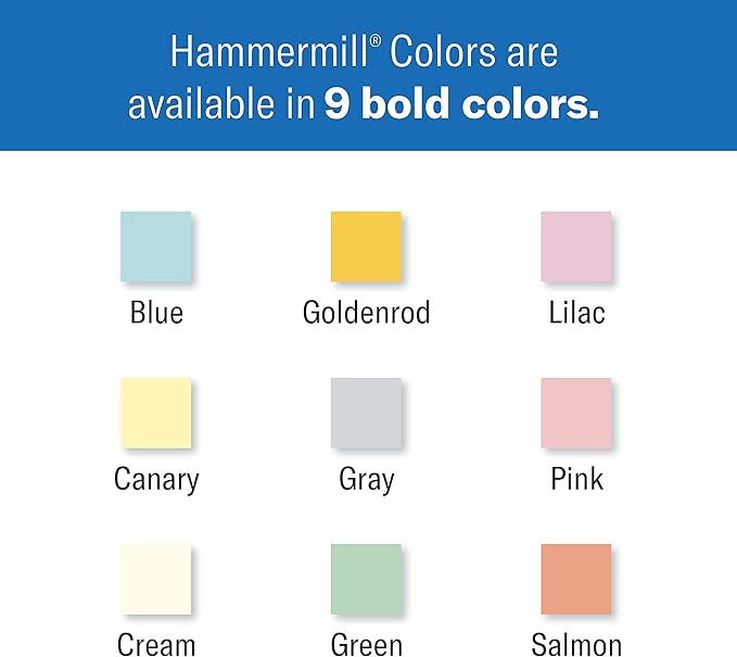 Hammermill Colored Paper, 24 lb Canary Printer Paper, 8.5 x 11-1 Ream (500 Sheets) - Made in the USA, Pastel Paper, 104307R