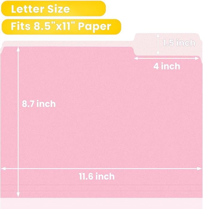 SUNEE File Folders, 30 Pack Manilla Folders 8.5 x 11, Colored File Folders Home Office School Supplies for Documents Files Paper, 6 Bright Colors