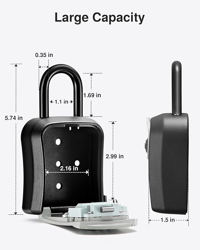 Puroma Key Lock Box, Portable Combination Lockbox Wall-Mounted Key Storage Box for House Keys, Resettable Code Safe Security Lock Box for Home, Office, Apartment Spare Key Storage (1 Pack, Gray)
