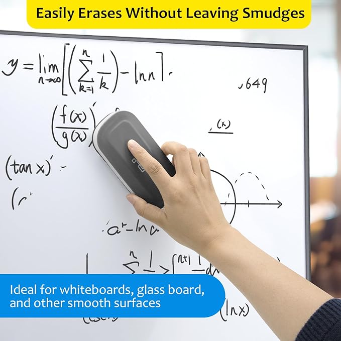 maxtek Magnetic Dry Erase Eraser, Glass Board Erasers, 1 Pack, Whiteboard Eraser for Dry Erase Board, Glass Board, Calendar Board, Office and School Supplies (Gray)
