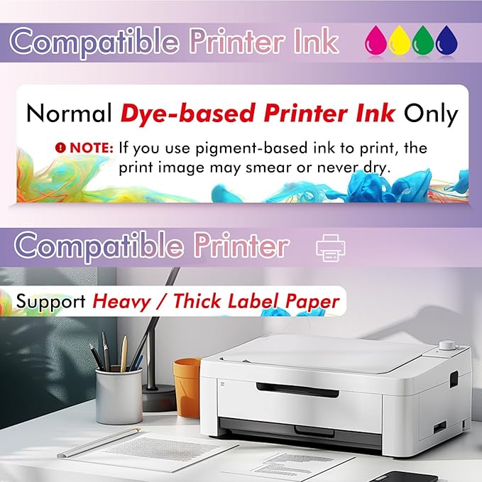 Koala Printable Vinyl Sticker Paper for Inkjet Printer - 50 Sheets White Glossy Sticker Paper, Waterproof Sticker Printer Paper 8.5x11 Inch, Tear-Resistant, Removable