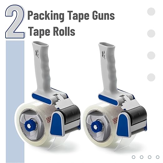 Mr. Pen - 2-Inch Tape Dispenser Gun, 2 Pack with 2 Rolls, Blue Heavy Duty Tape Gun for Packing Boxes, Moving