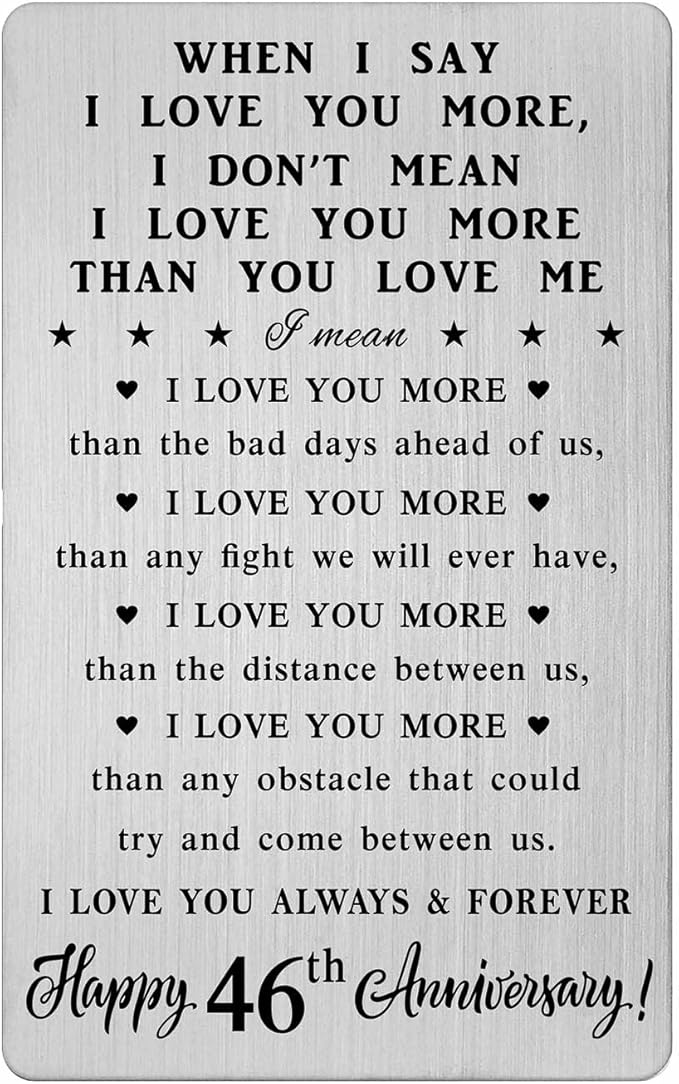 CPLJW 46 Year Anniversary Card Gifts for Him Her - Steel Card Gifts for Men - 46th Wedding Anniversary Wallet Card Gifts