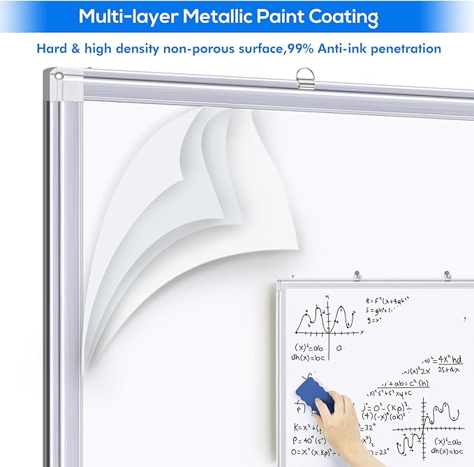 White Board Dry Erase 72x40, Large Magnetic Whiteboard Maxtek Dry Erase Boards for Wall, Aluminum Presentation Wall-Mounted Marker Board with a Long Pen Tray for School, Classroom, Office & Home