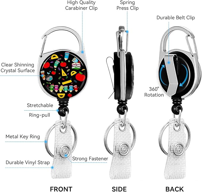 Cute Teacher Owl Badge Holder with Retractable Reel and Breakaway Lanyard,Badge Clips Retractable Heavy Duty Badge Reel,Funny Keychain,ID Holder with Breakaway Lanyard for School Nurse Office Teen
