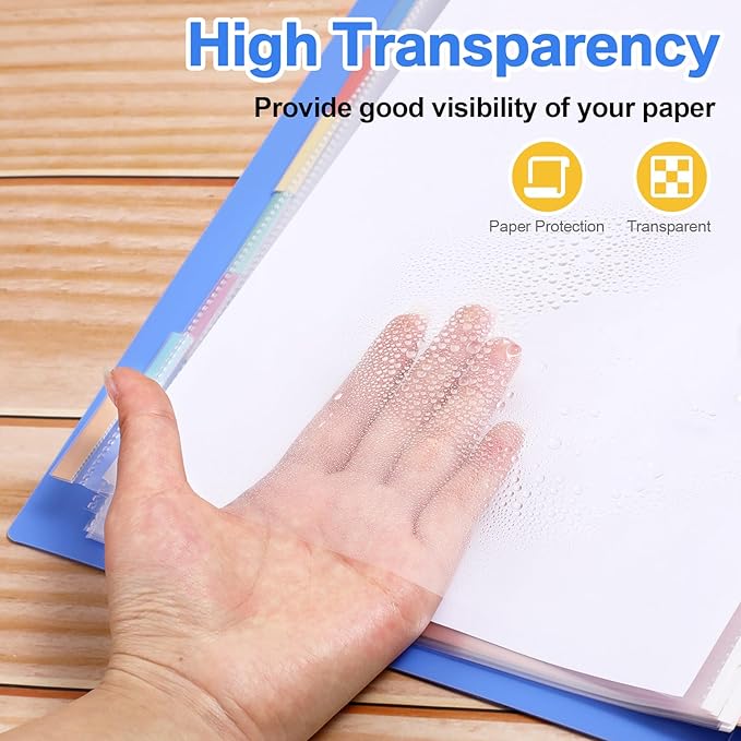 ReliThick 12 Set of 96 Pack Clear Binder Sheet Protectors with 8 Tabs Sturdy Binder Sheet Protectors for 3 Ring Plastic Page Insertable Index Divider, 8.5 x 11 Inch